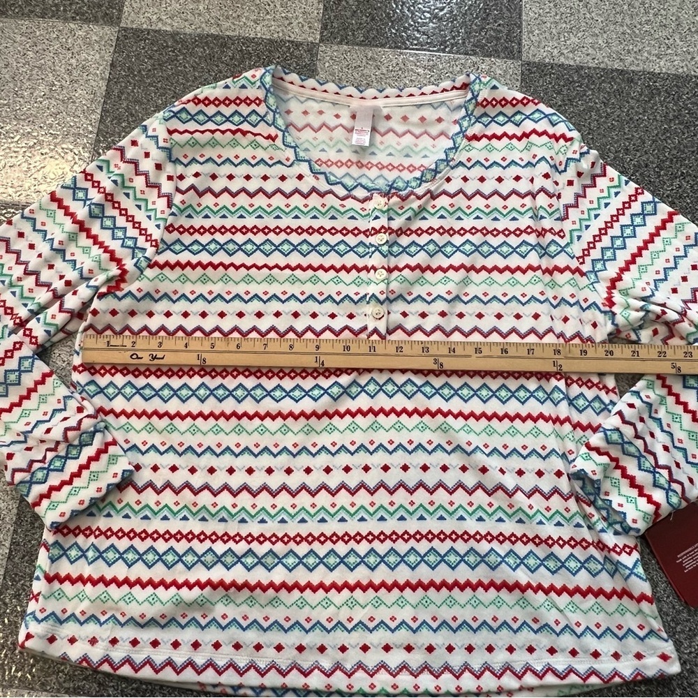 NWT Wondershop Women's Fair Isle Striped Long-Sleeve Pajama Top- L - Picture 4 of 7